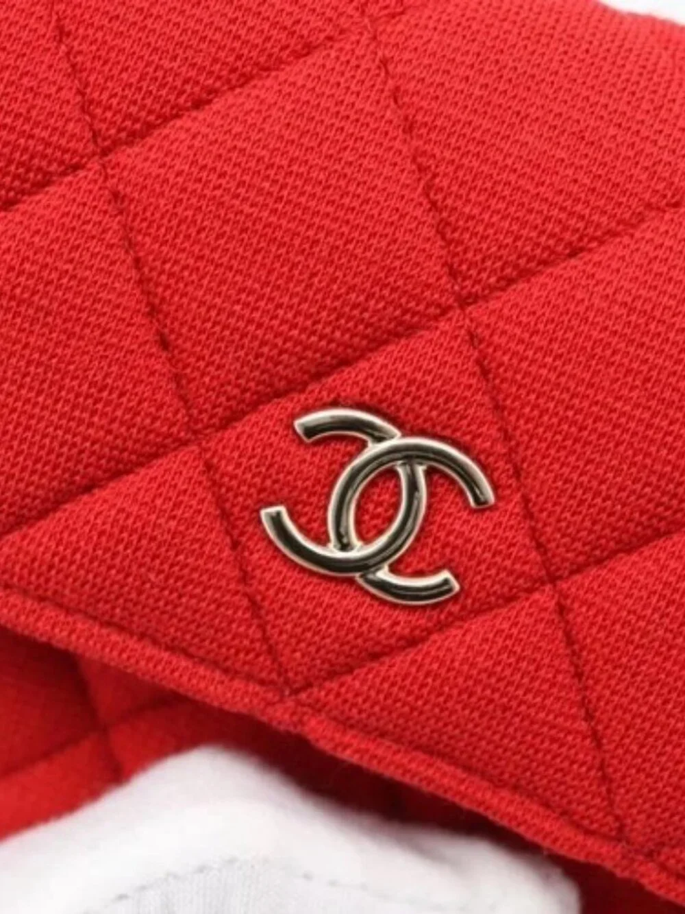 CHANEL Chain Mini Matelasse 12 Shoulder Bag Cotton Red Gold CC Auth 182786SM